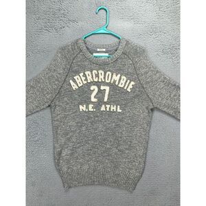Abercrombie Fitch Sweater Mens Medium Grey Graphic Print Muscle Knit‎ Pullover